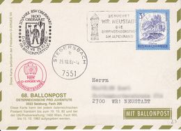 BM533 Gedenkkuvert 68.Ballonpost Oberwart - Stegersbach, 25.10.1982, Bordstempel "D-ERGEE VII", Stempel "68. Ballonpost" - Ballons