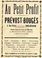 Affichette Ancienne Prévost-Bougès à Orléans. Belle Image D'Epinal Au Verso. Marchés à Jargeau, Neuville Aux Bois ... - Affiches