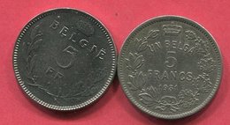 LOT 2 MONNAIES DIFFERENTES TB 4 - 5 Francs & 1 Belga