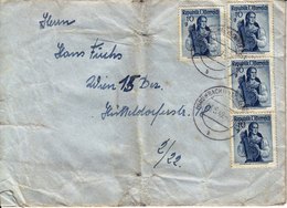 BM558 Konvolut 5 Stk. Briefkuverts Österreich, Gelaufen, Trachten, Verschiedene Post-Stempel - Autres & Non Classés