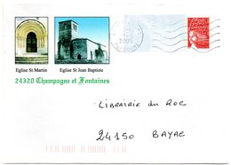 DORDOGNE - Dépt N° 24 = CHAMPAGNE Et FONTAINES 2005 = PAP  + FLAMME Muette ' 5 Lignes Ondulées ' De VERTEILLAC - PAP: Private Aufdrucke