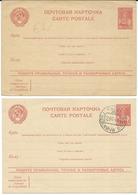 PC STATIONERY, ENTIER POSTAL, RUSSIA USED And UNUSED 2 Postcards - ...-1949