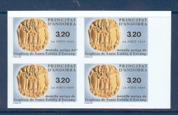 ANDORRE N° 397a PIECE DE MONNAIE BLOC DE 4 NON DENTELE ** - Neufs