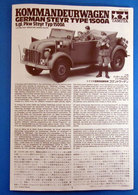 INSTRUCTIONS TAMIYA  KOMMANDEURWAGEN GERMAN STEYR TYPE 1500A 1/35 - Carri Armati