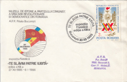 78962- GLORY TO HOMELAND PHILATELIC EXHIBITION, SPECIAL COVER, 1985, ROMANIA - Briefe U. Dokumente