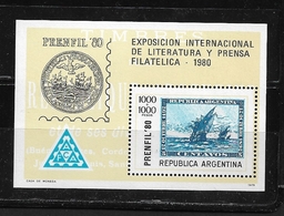 ARGENTINA   1979 "Prenfil '80" International Exhibition Of Philatelic Literature And Journalism, Buenos Aires Ship ** - Unused Stamps