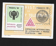 ARGENTINA   1979 "Prenfil '80" International Exhibition Of Philatelic Literature And Journalism, Buenos Aires ** - Nuevos