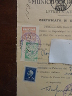 MARCHE DA BOLLO CENTESIMI 50 +LIRE 1 COMUNE DI PALERMO CON DENTELLATURE SPOSTATE-1946 - Fiscali