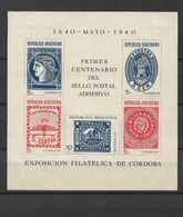 ARGENTINA   1940 The 100th Anniversary Of The Postage Stamps - Philatelic Exhibition, Cordoba   ** - Ongebruikt