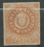 Timbre Argentine 1862-64 Yvt N° 5 Orange - Gebruikt