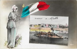 MALTE Guerre 1914-18 Patriotique Bateau De Guerre Diderot  Marianne - Malte