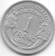 France 1 Franc 1949 B  Km 885a.2  Xf - 1 Franc
