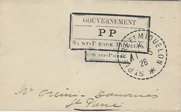 1926 - Enveloppe Carte De Visite Avec  Cadre " Gouvernement / P P /  Saint-Pierre Miquelon " Manque De T P - Cartas & Documentos