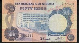 NIGERIA P14g 50 KOBO 1973 Signature 7 VF NO P.h. - Nigeria