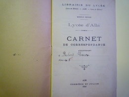 GP 2019 - 1272  Lycée D'ALBI  :  Carnet De Correspondance  1917  (Robert  CASSOU)   XXX - Ohne Zuordnung