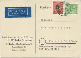 Berlin Postcard 1950 - 1949 Overprinted "Allied Occupation Zone" Stamps And 1949 German Buildings - Brieven En Documenten