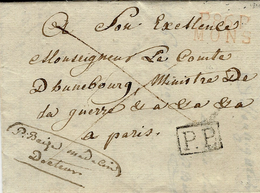 1810- Lettre De P.86 P.  / MONS (Jemappes ) 25 Mm Noir + P.P.encadré Noir Pour Paris - 1794-1814 (Période Française)