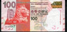 HONG-KONG P214e 100  DOLLARS 1.1.2016  #QX  HSBC VF NO P.h. - Hongkong