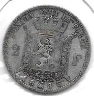 *leopold I 2 Francs 1866 Met Kruis  Fr+ - 2 Francs