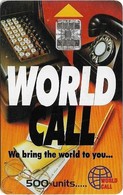 Pakistan - Worldcall - Typewriter & Phone (Plain White Back), 500U, Used - Pakistan