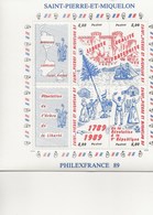 ST PIERRE ET MIQUELON - LOT DE 9 BLOC FEUILLETS N° 3 NEUF XX - BICENTENAIRE REVOLUTION FRANCAISE . COTE : 103,50 € - Blocks & Kleinbögen