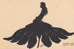 Ombre Chinoise . Illustr. Signée DIEFENBACH  ( Série Jugend 1 / Blatt 1 ) Jeune Femme Assise Sur Tournesol Géant - Diefenbach