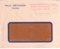 TOURS Indre Et Loire Facture Lettre Entête Paul METADIER EMA 3,80 F Ob 21 2 1947 Pub Kalmine Douleur Grippe Malaise - Cartas & Documentos