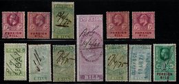 R808 - GREAT BRITAIN. " FOREIGN BILL" - USED - LOT X 12 STAMPS - SHADES - - Steuermarken