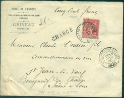 FRANCE  Lettre Chargée Affr. N°98 Villefranche Sur Saone 30.11.1895 - 1877-1920: Période Semi Moderne