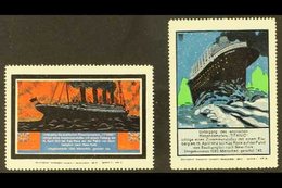 TITANIC Germany 1912 Poster Stamps, Two Different Depicting Dramatic Illustrations Of RMS Titanic With Text In German Be - Sin Clasificación