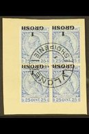 1914 1 Grosh On 25q "INVERTED SURCHARGE", SG 43a, Very Fine Used Block Of 4 "on Piece" With Central, Inverted "VLONE" Cd - Albanie