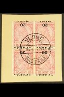 1914 20pa On 10q Carmine & Rose "INVERTED SURCHARGE", SG 42a, Very Fine Used Block Of 4 "on Piece" With Central "VLONE"  - Albanië