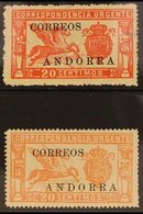 SPANISH 1928 EXPRESS LETTER 20c Red (without Figures On Back) And 20c Rose (with Blue Figures On Back), SG E14/15 (Yvert - Other & Unclassified