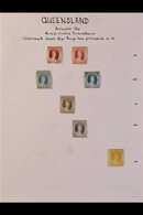 QUEENSLAND 1860-61 rough Perf MINT / UNUSED Range On An Old Album Page Includes 1d Carmine- Roses (2), 2d Blues (2), 3d  - Andere & Zonder Classificatie