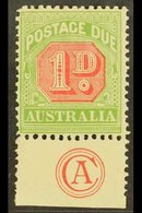 POSTAGE DUES 1909 1d Rosine And Yellow Green, Die 1, SG D64, Superb Marginal Mint With JB Cooke Monogram. Scarce For Mor - Other & Unclassified