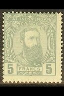 BELGIAN CONGO 1892 5f Grey Leopold, COB 12, Fine Mint, Centred To Upper Left. For More Images, Please Visit Http://www.s - Sonstige & Ohne Zuordnung