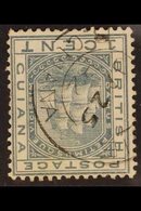 1876-79 1c Slate, Wmk Crown CC INVERTED, SG 126w, Attractive Cds Used, Light Corner Crease. For More Images, Please Visi - Guyane Britannique (...-1966)