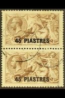1921 45pi On 2s6d Chocolate-brown With Joined Figures Variety, SG 48a, VERTICAL PAIR Fine Cds Used. For More Images, Ple - Levant Britannique
