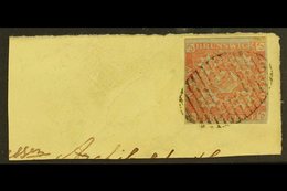 1851 3d Dull Red, SG 2, Used With 4 Neat Margins Tied To Large Piece By Full Barred Oval Cancellation. An Impressive Ite - Other & Unclassified