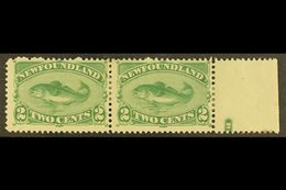 1896 2c Green Cod Fish Re-issue, SG 64, Very Fine Marginal Mint Pair (one With Tiny Hinge Thin Spot). For More Images, P - Andere & Zonder Classificatie