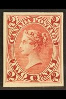 1864 IMPERF PROOF. An Attractive, 2c IMPERFORATE Plate Proof In Dark Rose On Card, Uni 20TC, Very Fine And Fresh With Cl - Autres & Non Classés