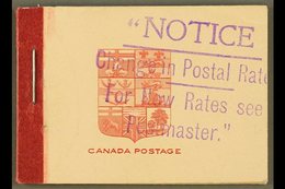 1912-16 25c Booklet With Red On Pink Cover, Cover Bearing "Notice" Handstamp, SG SB 3a, Complete & Very Fine (1 Booklet) - Andere & Zonder Classificatie