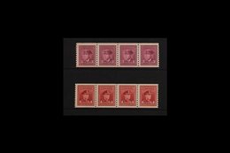1948 3c Rose Violet And 4c Dark Carmine War Effort Coil "Jump" Strips Of 4, Imperf X Perf 9½, Uni 280i/281i, Very Fine N - Other & Unclassified