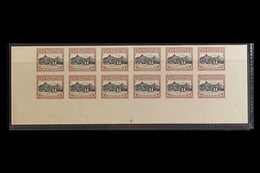 1924/7 4d Raratonga Harbour Colour Trial In Brown And Black, As SG 84, Imperf Bottom Part Sheet Of 12, On Ungummed Paper - Cook