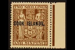1943-54 2s6d Dull Brown Postal Fiscal Of New Zealand With "COOK ISLANDS" Overprint, Watermark Upright, SG 131, Never Hin - Islas Cook