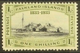 1933 1s Black And Olive- Green Centenary, SG 134, Very Fine Mint. Fresh! For More Images, Please Visit Http://www.sandaf - Falklandeilanden