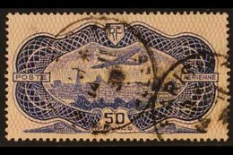 1936 50f Ultramarine & Rose Air Aircraft Over Paris (Yvert 15, SG 541), Very Used With Two Cds Cancels. For More Images, - Autres & Non Classés