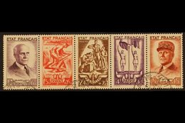 1943 (June) National Relief Fund Horizontal SE-TENANT STRIP Of 5 (Yvert 580A, SG 780a), Superb Cds Used, Very Fresh. (5  - Otros & Sin Clasificación