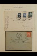 RUSSIA & UKRAINE 1941-1944 COVERS COLLECTION On Leaves, Includes PLESKAU 1941 20k On Official Printed 'Arbeitsamt Pleska - Other & Unclassified