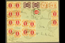 1922 COVER TO SWITZERLAND 1922 (13 OCT) Commercial Cover To Bern Bearing No Less The NINETEEN STAMPS On The Front, These - Otros & Sin Clasificación